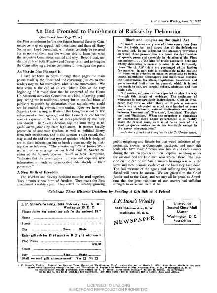 I.F. Stone's Weekly, Vol. V No. 25, page 4